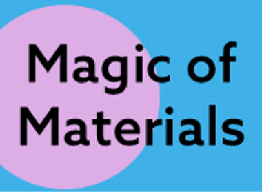 Magic of Materials image with lilac circle on blue background