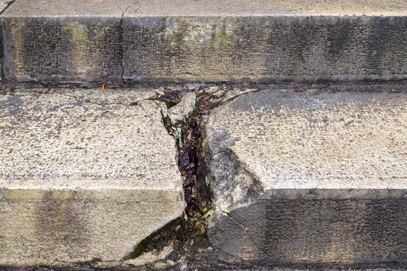 A crack in concrete steps