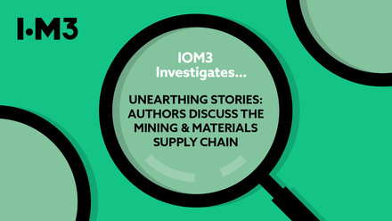 On a green background a magnifying glass is over the words: Rewind IOM3 Investigates...Unearthing Stories