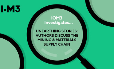 On a green background a magnifying glass is over the words: Rewind IOM3 Investigates...Unearthing Stories