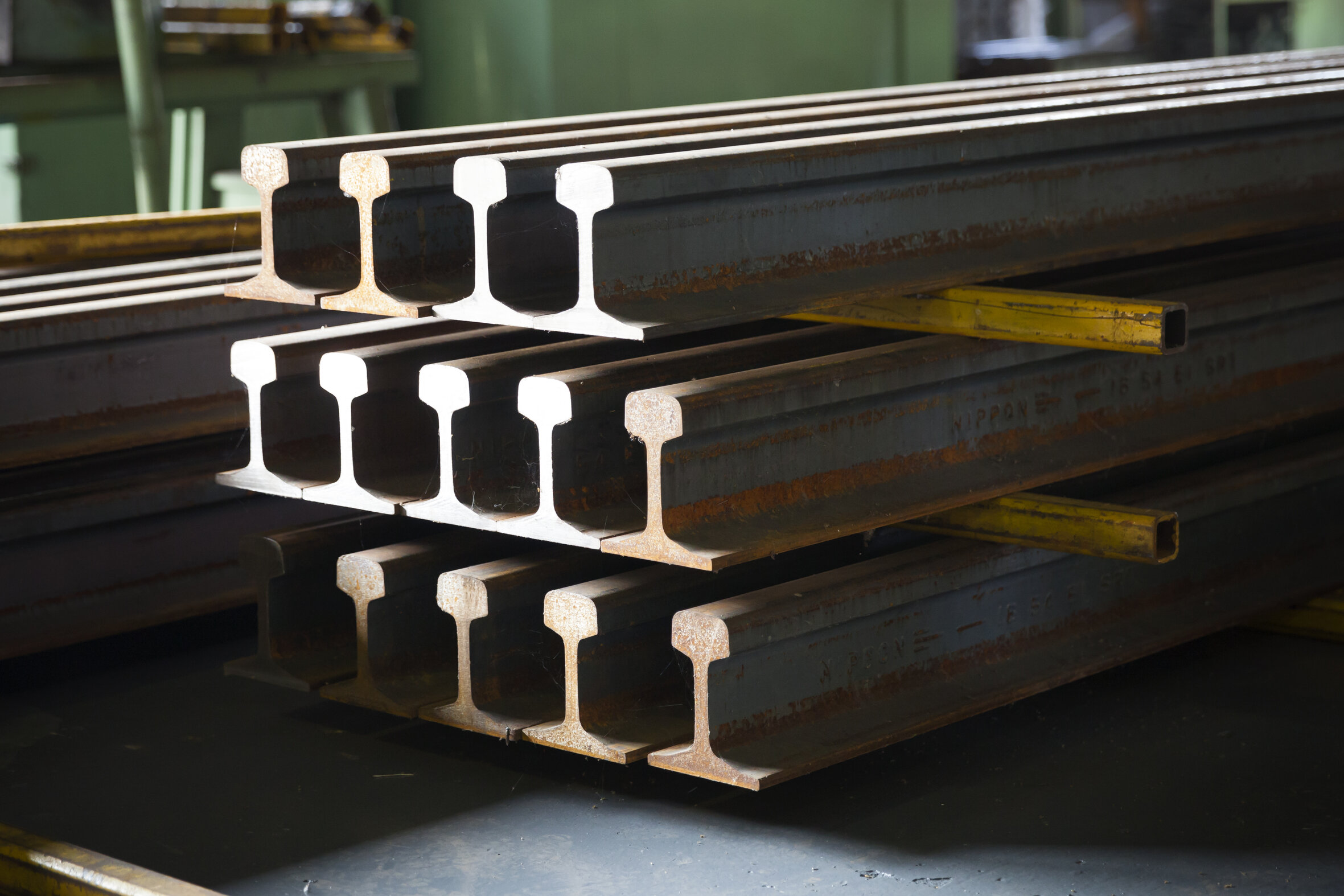 Pile of steel rails