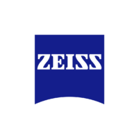 Zeiss logo, white text on blue background, on transparent background