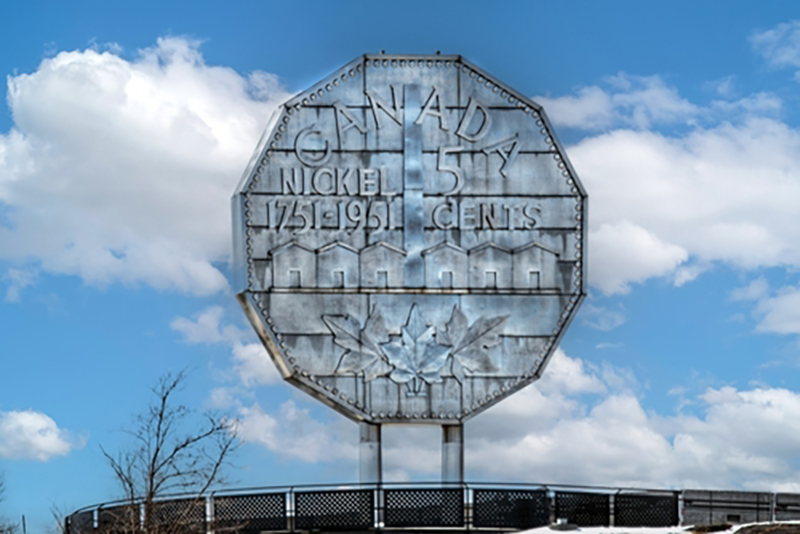 A monument of a giant Canadian Nickel