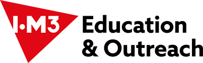 Logo consisting of red triangle with overlaid IOM3 in white text along side Education & Outreach in black text