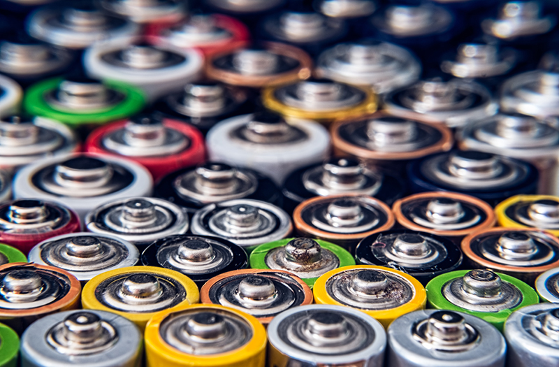 tightly packed batteries with positive side up