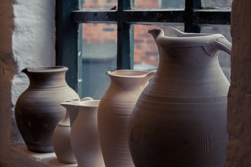 Ceramics factory in Stoke-on-Trent, UK, vases pictured