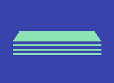 blue rectangle with a pile of green paper in the centre indicating cash