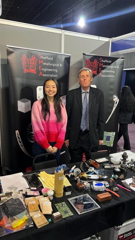 Peter and Annabel at the GUTS event in Sheffield standing at the SMEA stand.