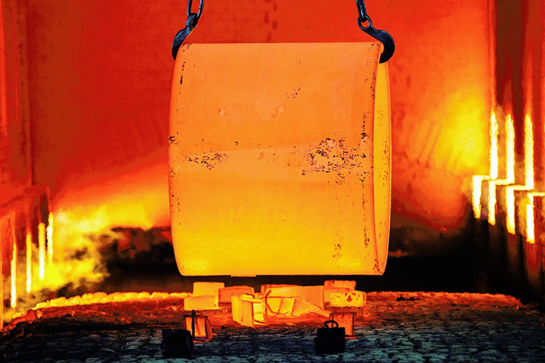Close up of hot steel block