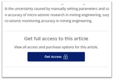 Screenshot of Sage journals "get access" button