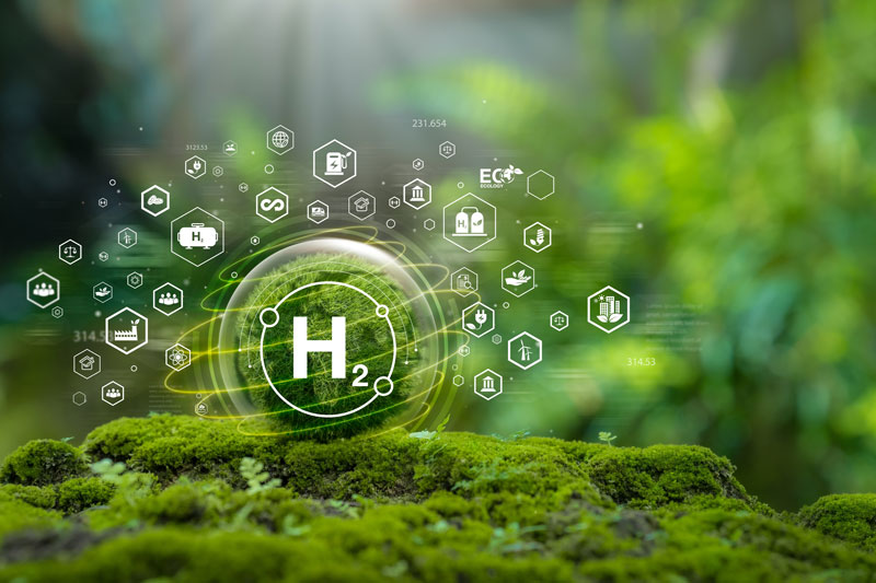 Greenery with an projection of H2