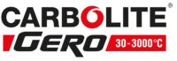 Carbolite Gero logo with text "30-3000 degrees C" in black & red text on transparent background 