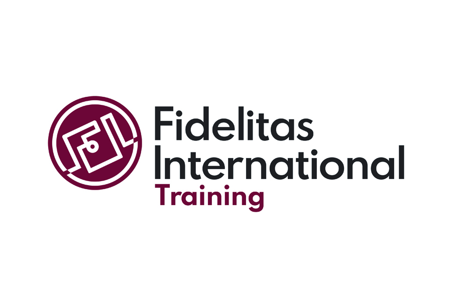 Red Circle with white lines and company name