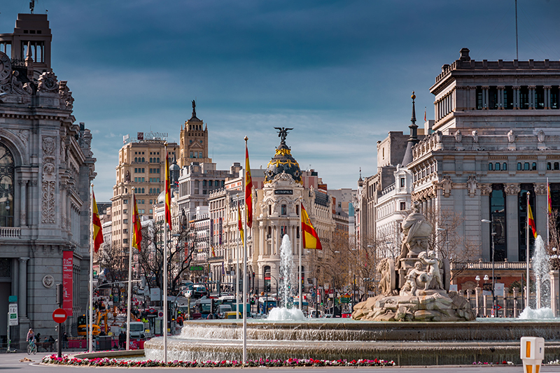 Calle de Alcala, Madrid with flags