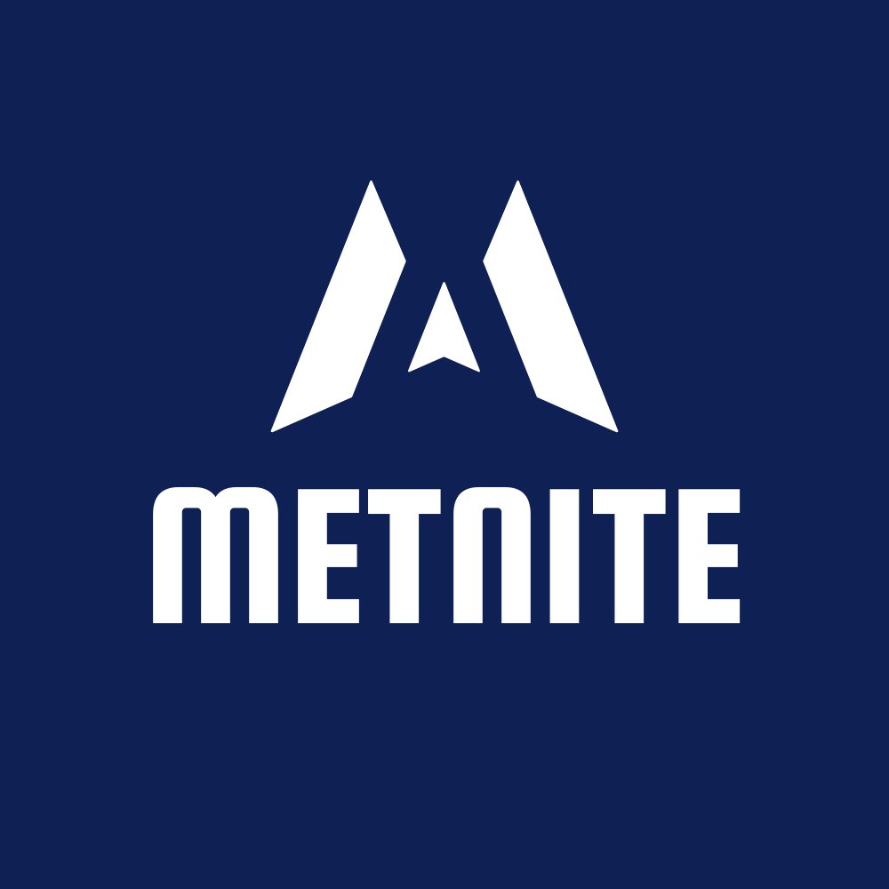 Metnite logo in white text on dark blue background