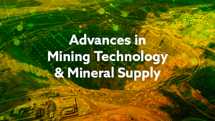 Advances in Mining Technology & Mineral Supply banner with white text on background of stylised map/terrain in green, orange and yellow
