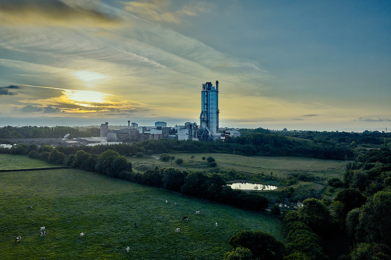 Padeswood cement works at dawn