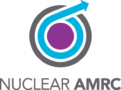 Nuclear AMRC stylised circular arrow logo in grey, blue and purple on a white background