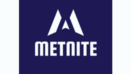 Metnite logo in white text on dark blue background