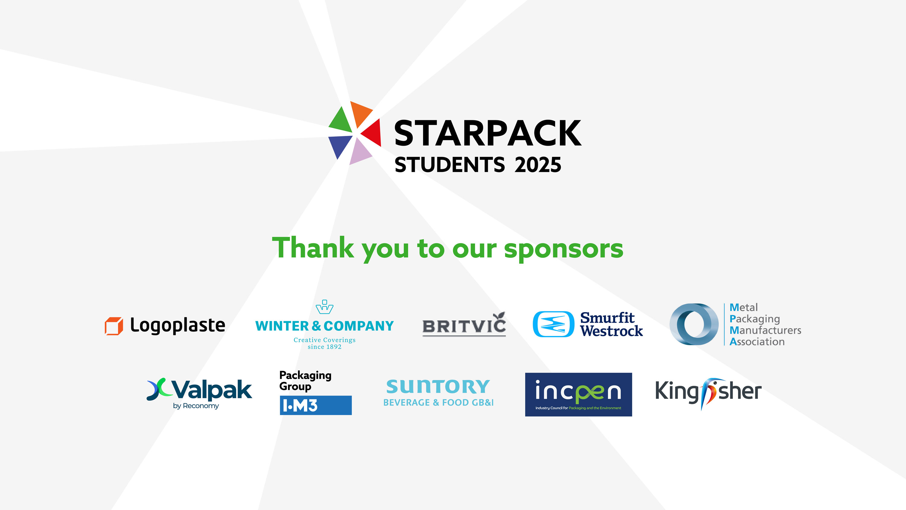 Logos of 2025 Starpack Students Competition sponsors