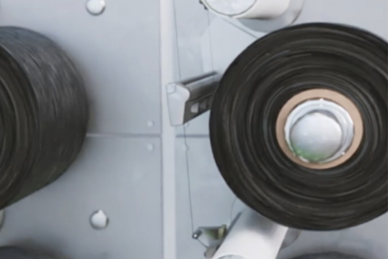 black reel fof carbon fibre on  production line