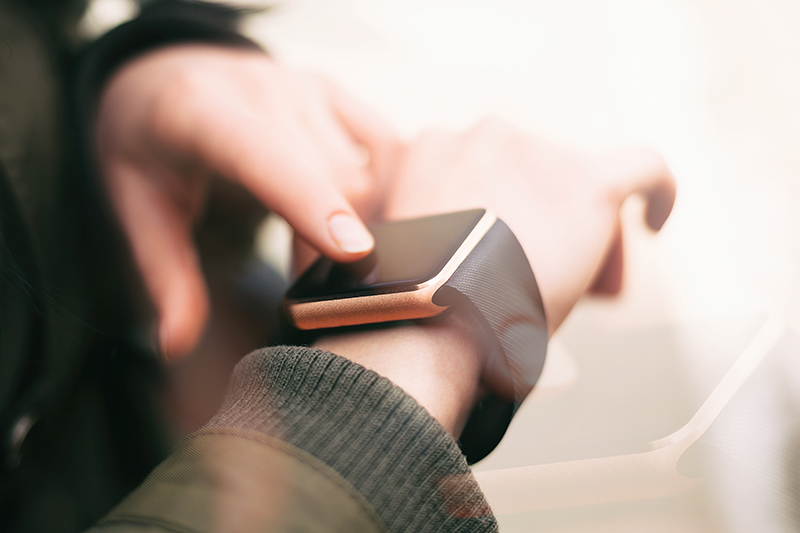 Stock image of a smart watch on a girl's wrist