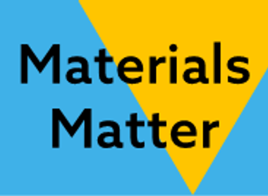 Materials Matter image with yellow triangle on blue background