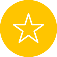 Icon of white generic outline five-pointed star on yellow background