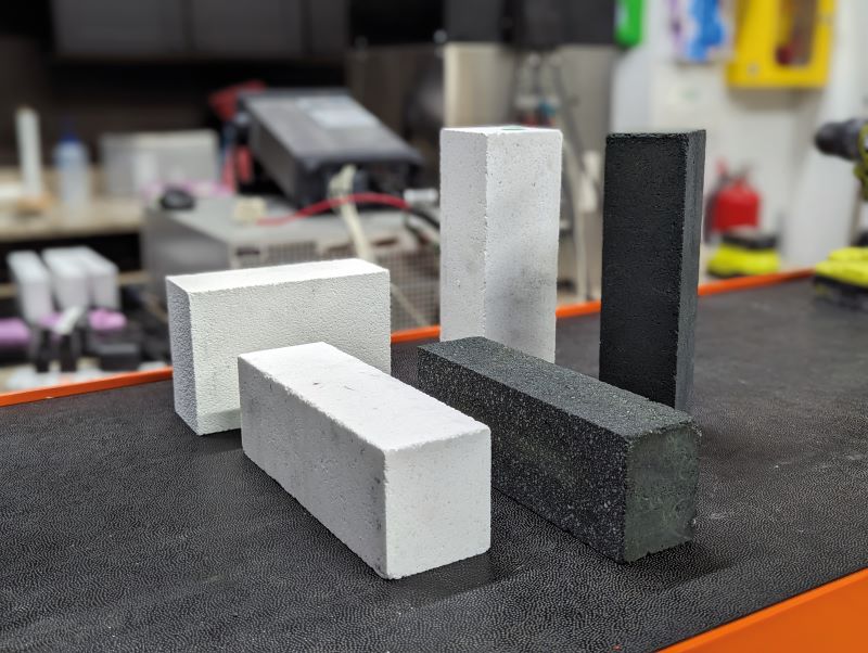 white and black ceramic blocks on a table