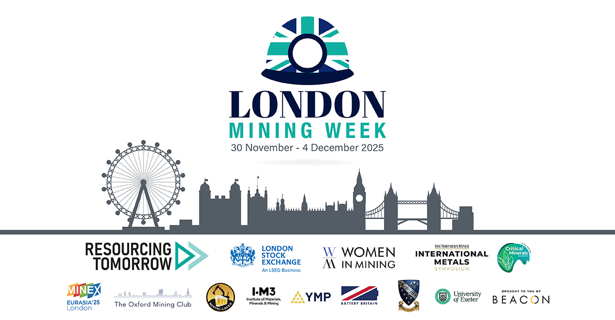 London Mining Week Logo with several logos from partner organisations beneath it