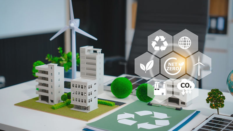 A model of buildings and clean energy components